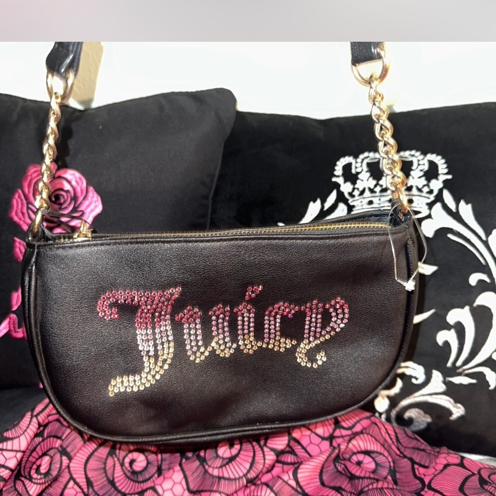 Juicy Couture Black and Gold Shoulder Bag with Glamorous Accents